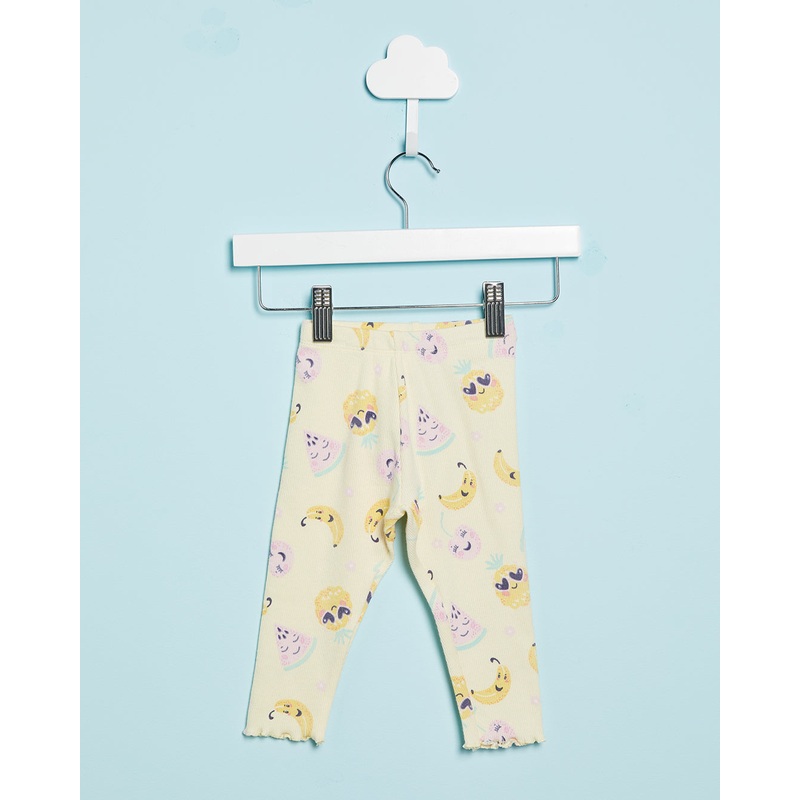 Infant Girls Yellow Fruity Printed Leggings