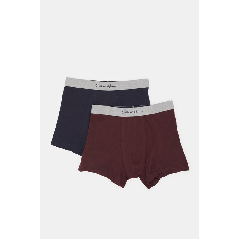 Men Navy And Burgundy Boxers Brief Set (Pack of 2)