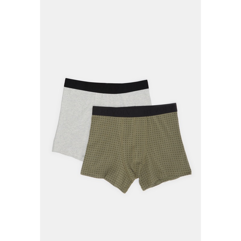 Men Olive And Ecru Boxers Brief Set (Pack of 2)