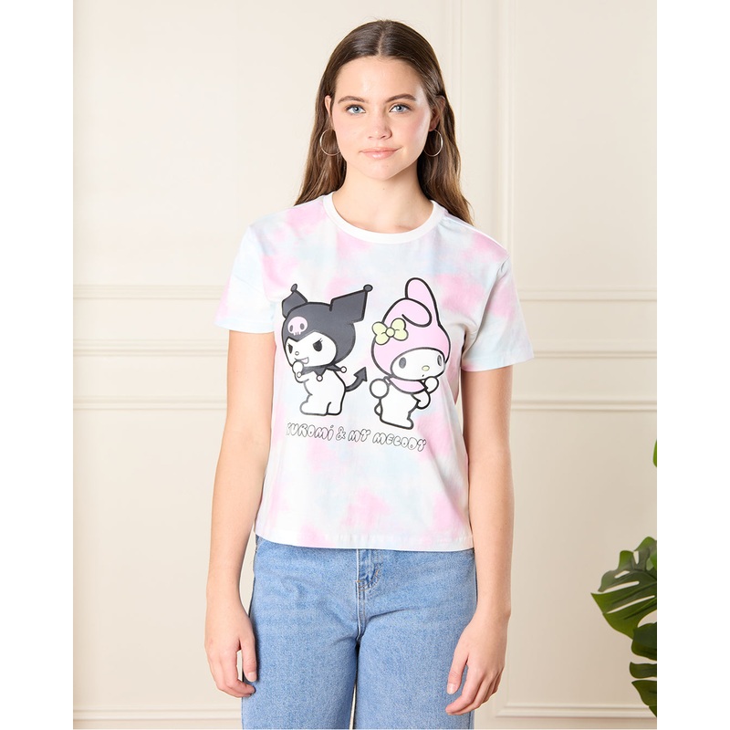 Senior Girls Purple And Pink Tie Dye Kuromi T-Shirt