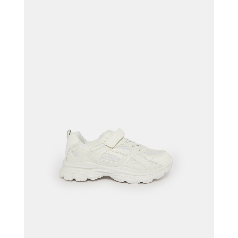 Senior Girls White Velcro Trainer