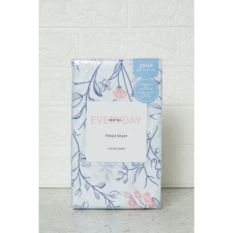 Teal Floral Printed Fitted Sheet (Double Size)