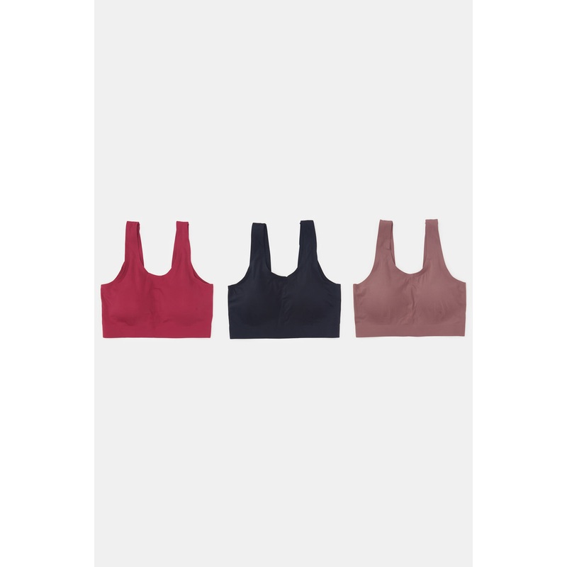 Women Assorted Solid Bonded Bras Set (Pack Of 3)