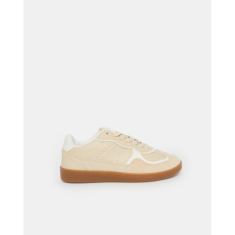 Women Beige Lace Up With Crepe Outsole
