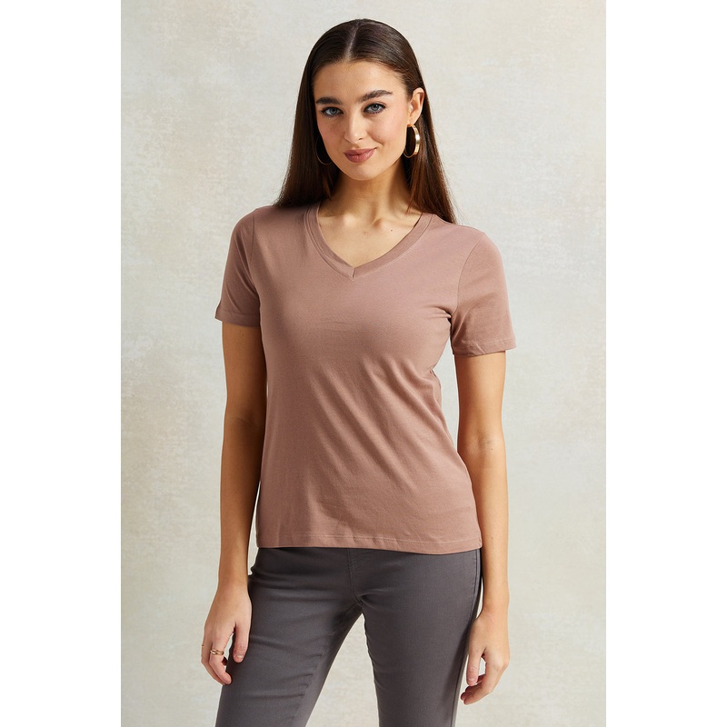 Women Brown Basic T-Shirt|UK8|UK10|UK12|UK14|UK16|UK18