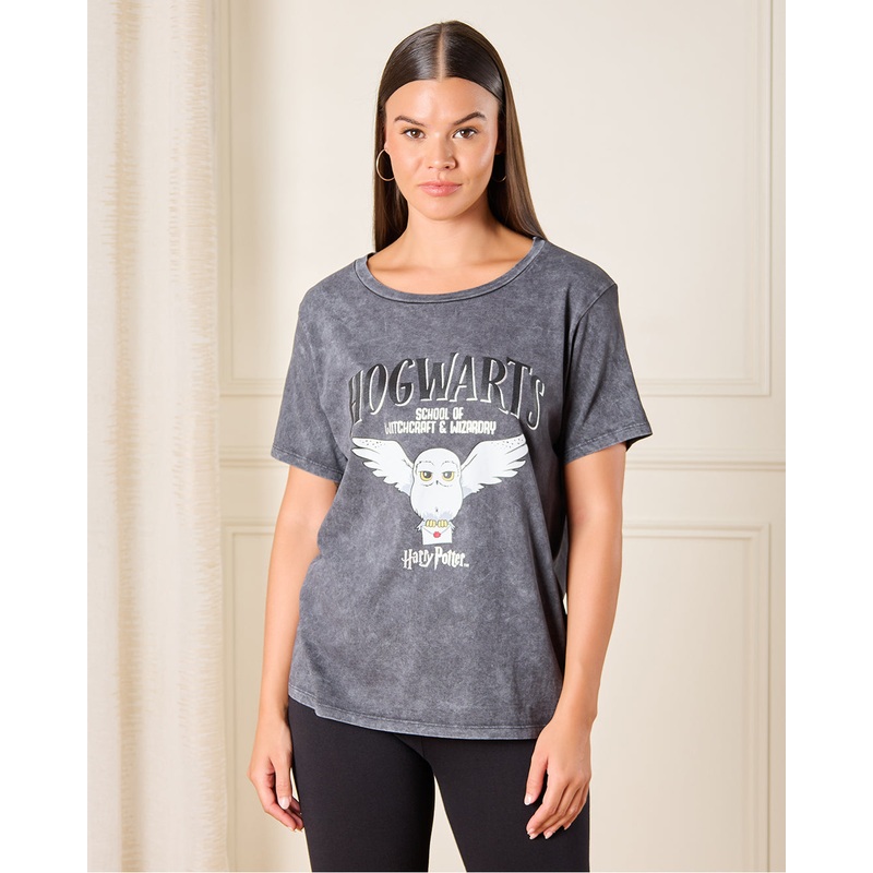 Women Charcoal Harry Potter Printed T-Shirt