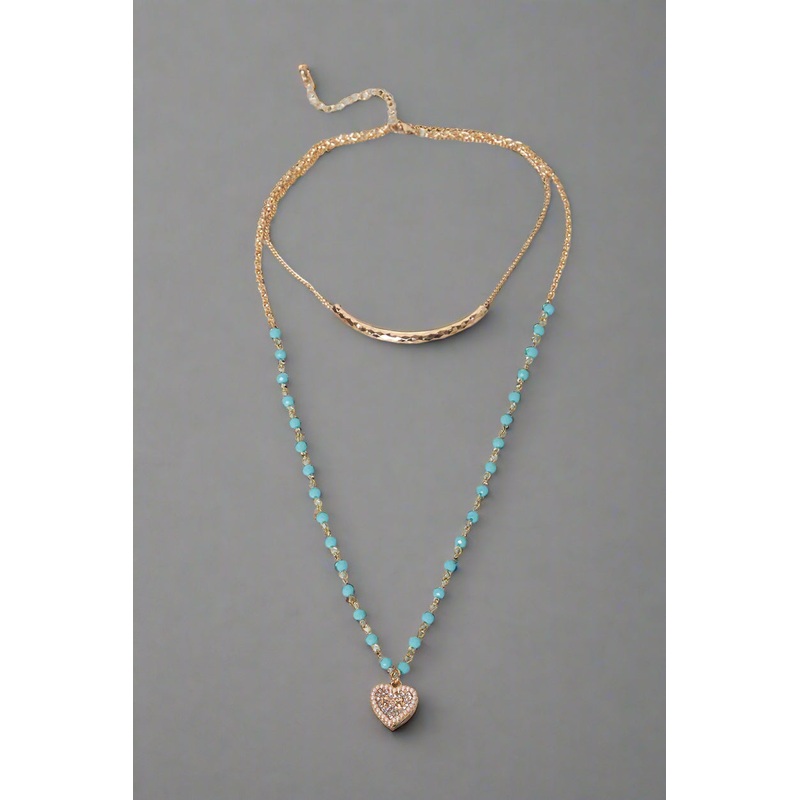 Women Gold And Blue With Pendant Necklace