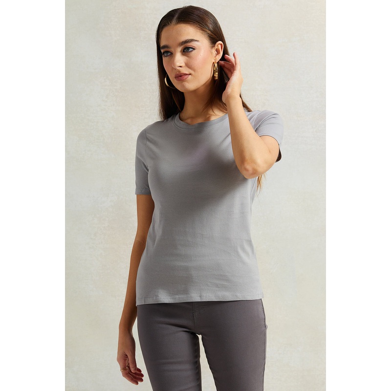 Women Grey Basic T-Shirt|UK8|UK10|UK12|UK14|UK16|UK18