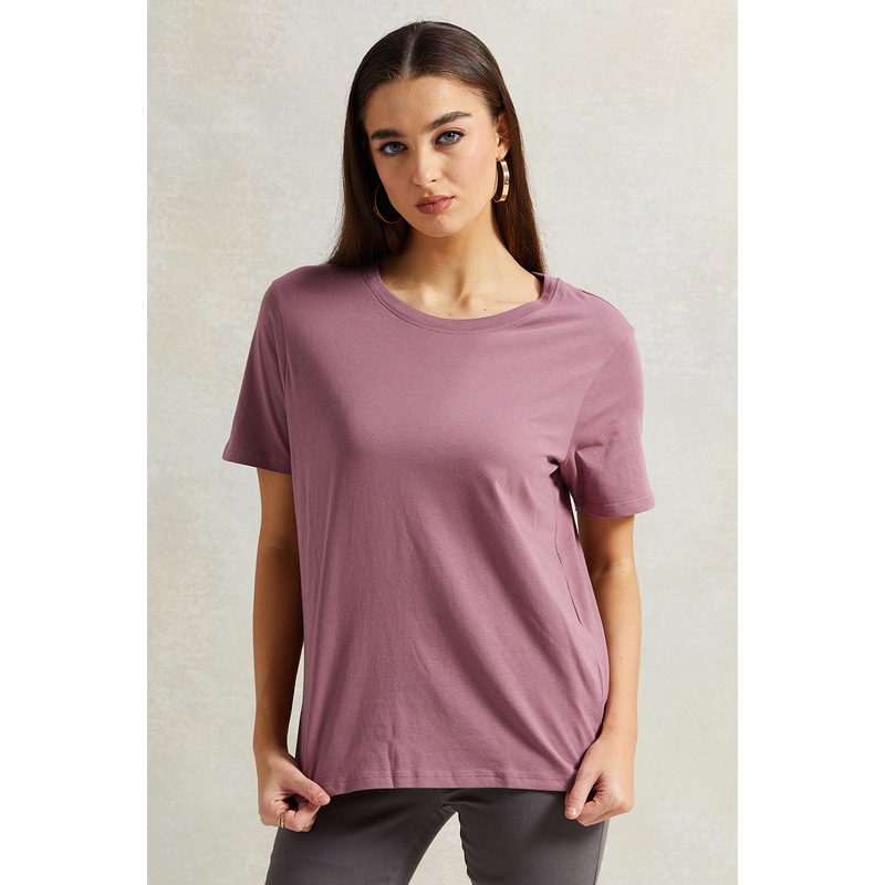 Women Mauve Basic T-Shirt|UK8|UK10|UK12|UK14|UK16|UK18