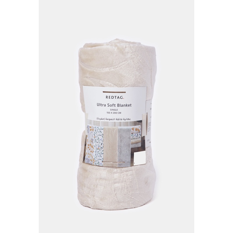 Beige Floral Carved Blanket (Single Size)