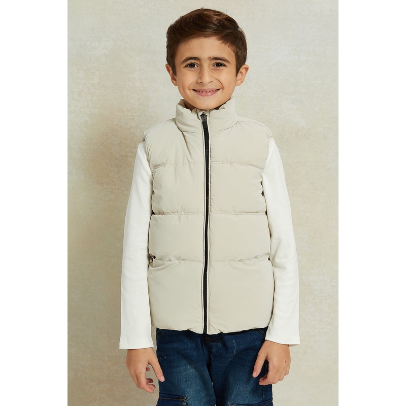 Boys Beige Padded Vest|2-3 Years|3-4 Years|4-5 Years|5-6 Years|6-7 Years|7-8 Years