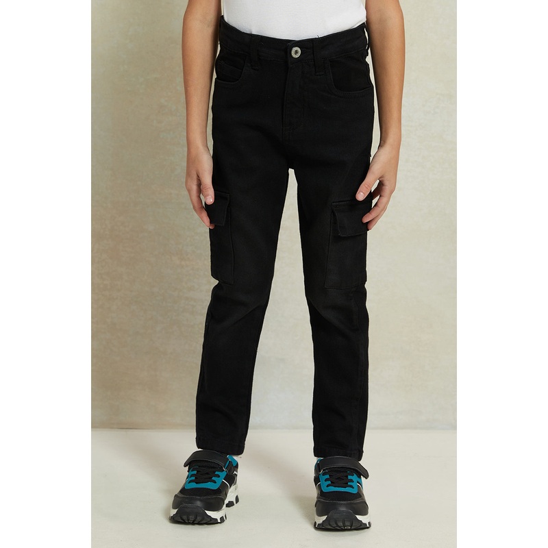 Boys Black Cargo Jeans|2-3 Years|3-4 Years|4-5 Years|5-6 Years|6-7 Years|7-8 Years