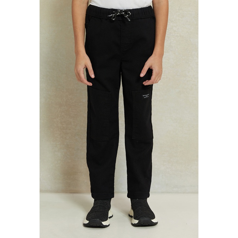 Boys Black Knitted Denim Jeans