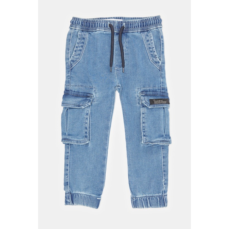Infant Boys Blue Cargo Knit Denim Pants