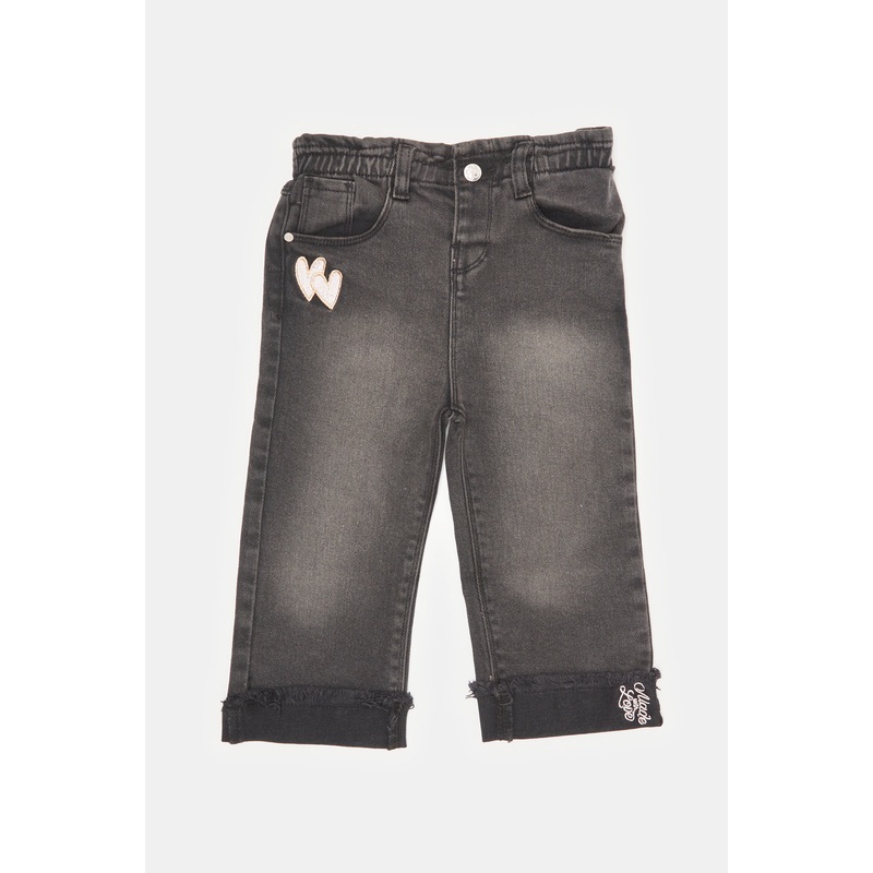 Infant Girls Black Embroidered Jeans