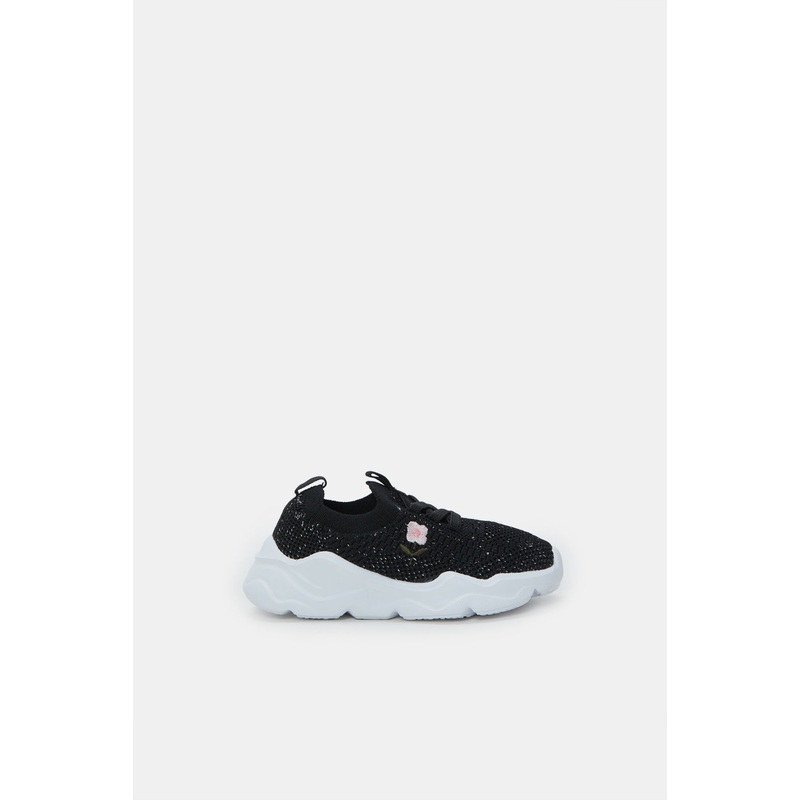 Infant Girls Black Knit Trainer