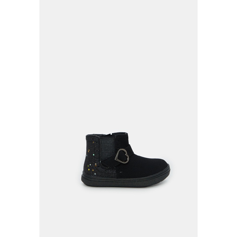 Infant Girls Black Star Ankle Boot