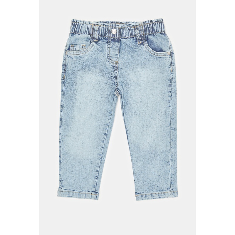 Infant Girls Blue Paperbag Waist Band Jeans