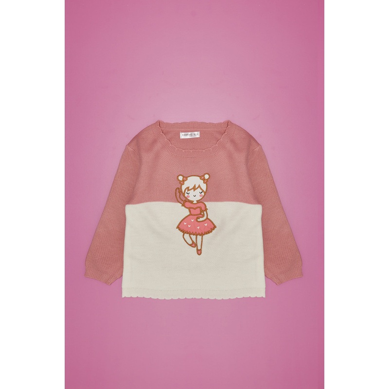 Infant Girls Pink Ballerina Knitted Pullover