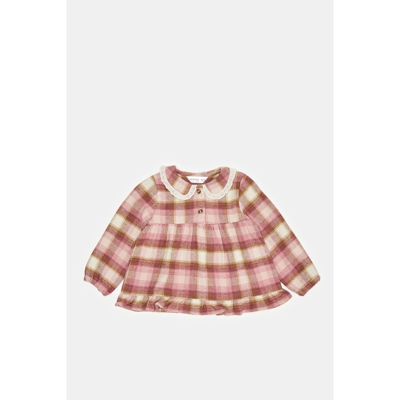 Infant Girls Pink Checkered Blouse