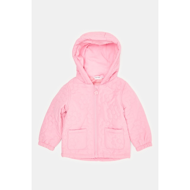 Infant Girls Pink Floral All Over Print Puffer Jacket