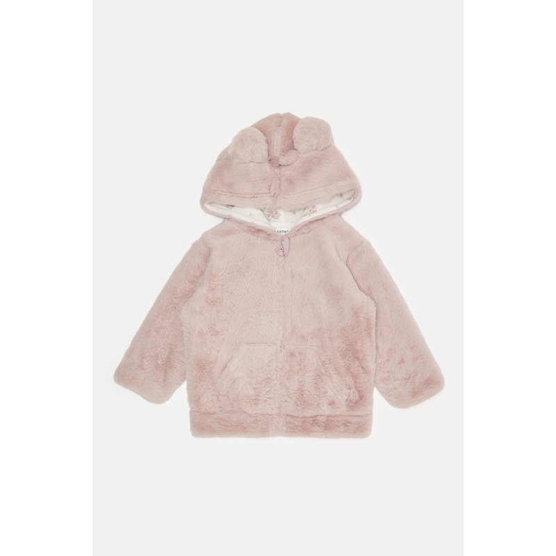 Infant Girls Pink Fur Sweat Jacket