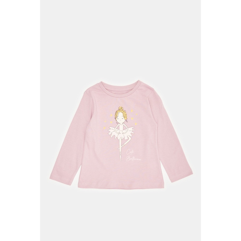Infant Girls Pink Placement Print Long Sleeve T-Shirt