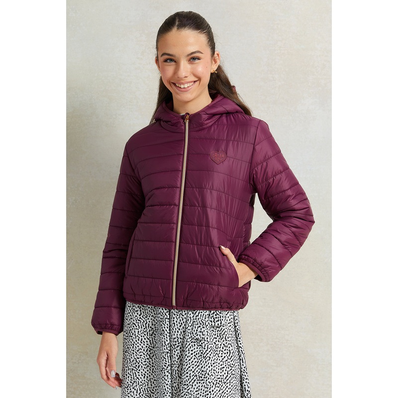 Senior Girls Burgundy Padded Hooded Jacket