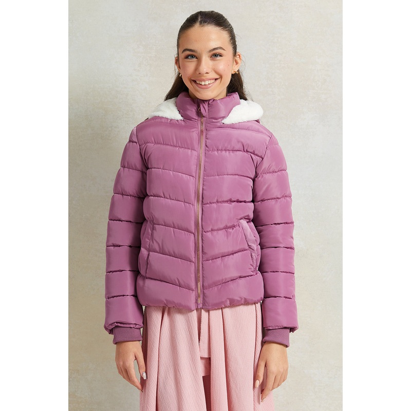 Senior Girls Mauve Hooded Padded Jacket