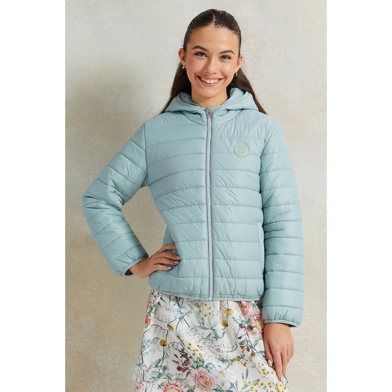 Senior Girls Mint Padded Hooded Jacket