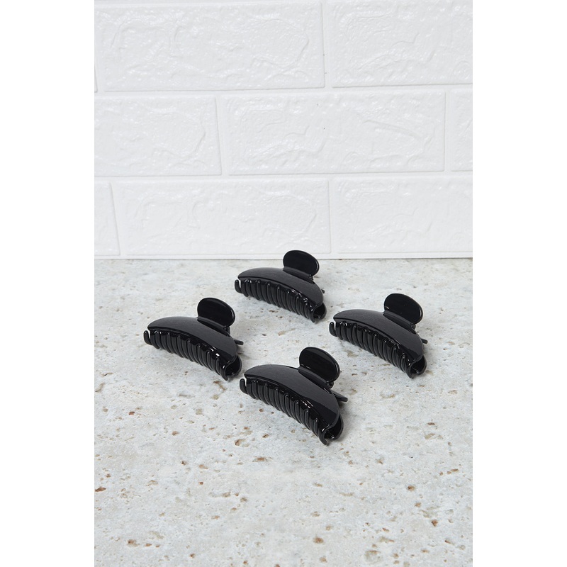 Women Black Hair Claw Set (4 Piece)