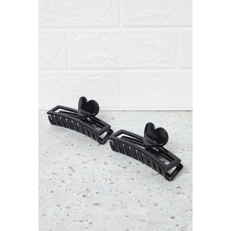 Women Black Solid Hair Claw (2 Piece)