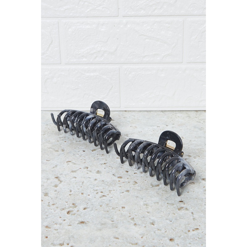 Women Black Solid Hair Claw Set (2 Piece)