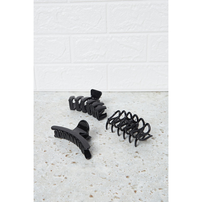Women Black Solid Hair Claw Set (3 Piece)