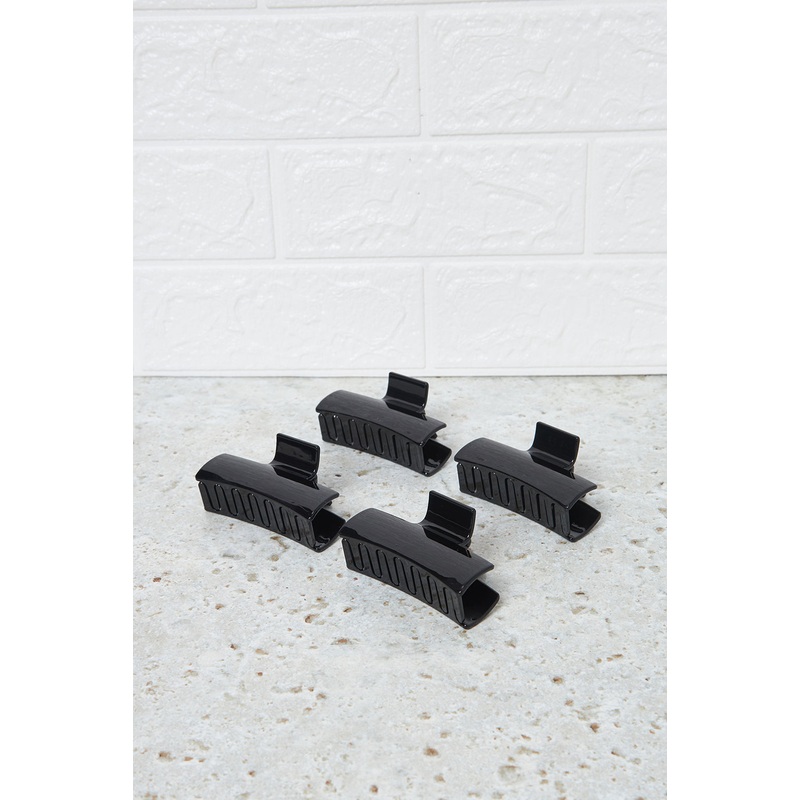 Women Black Solid Hair Claw Set (4 Piece)