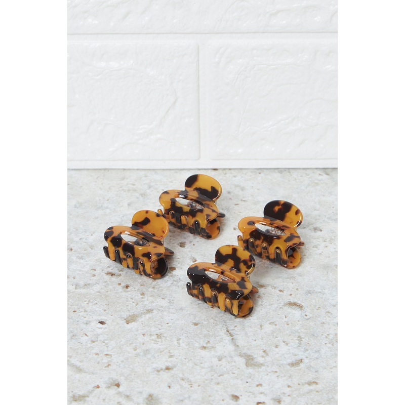 Women Brown Printed Hair Claw Set (4 Piece)