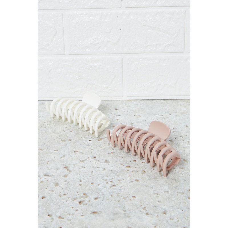 Women White And Beige Hair Claw (2 Piece)