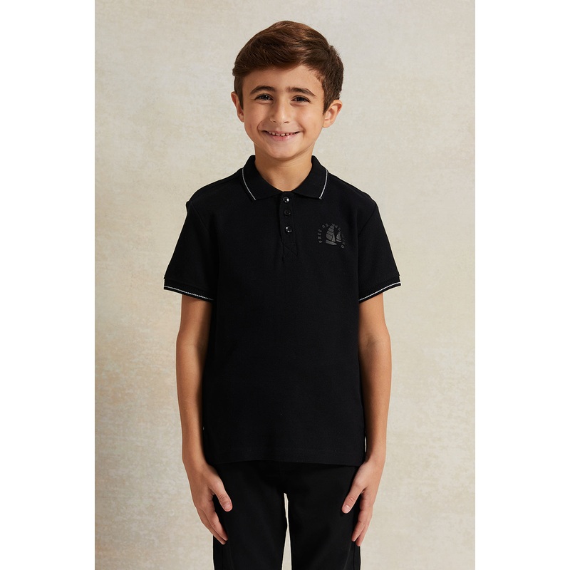 Boys Black Pique Polo Shirt|2-3 Years|3-4 Years|4-5 Years|5-6 Years|6-7 Years|7-8 Years