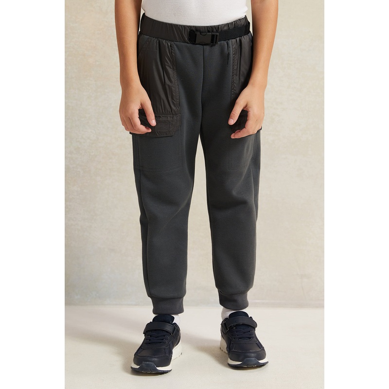 Boys Grey Nylon Pocket Track Jogger