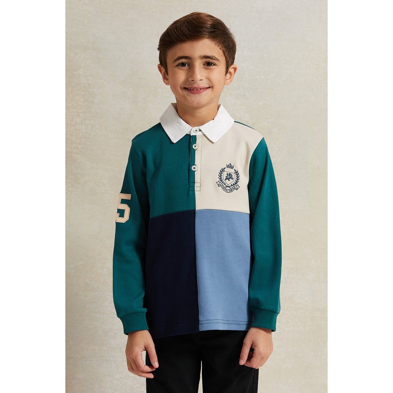 Boys Multicolour Long Sleeve Polo T-Shirt