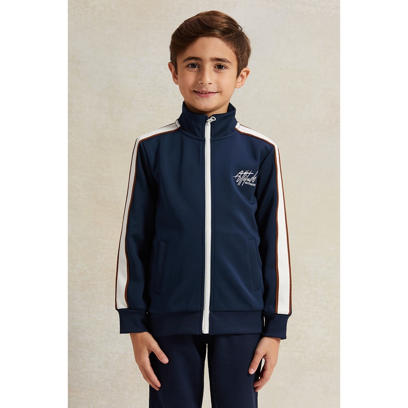 Boys Navy High-Neck Sweatshirt