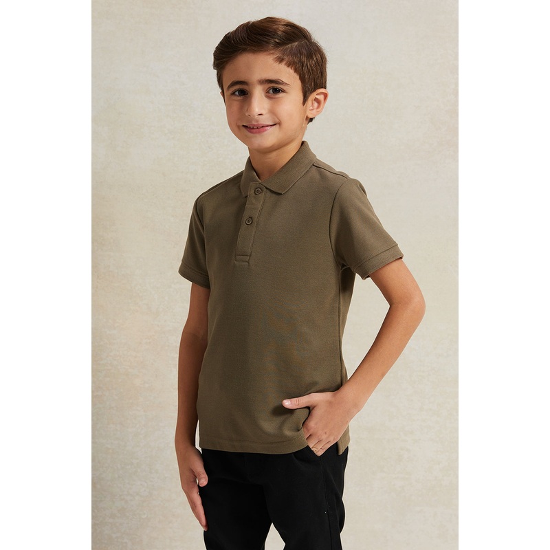 Boys Olive Basic Polo Shirt|2-3 Years|3-4 Years|4-5 Years|5-6 Years|6-7 Years|7-8 Years