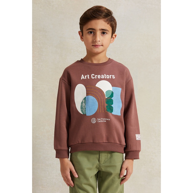 Boys Rust Oversize Embellished Sweatshirt