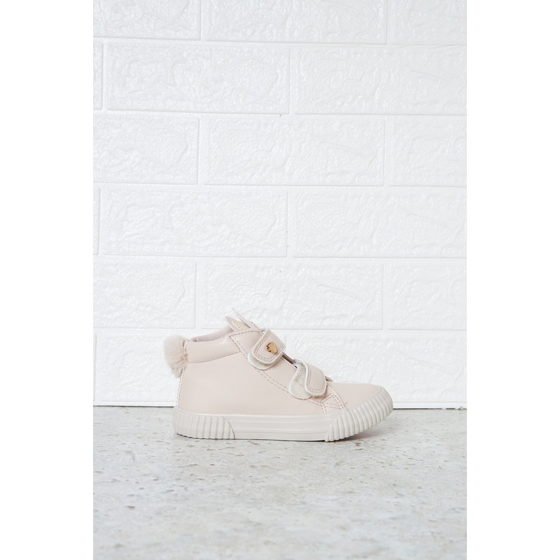 Girls White Double Velcro Strap High-Top