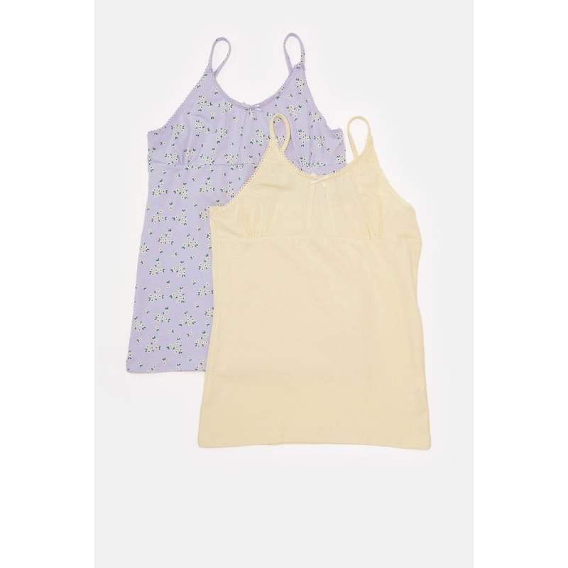 Girls Yellow And Blue Vest Set (Pack Of 2)