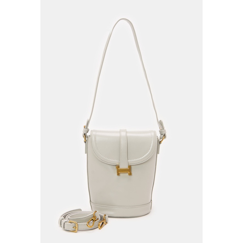 Grey Women Detachable Handle Handbag