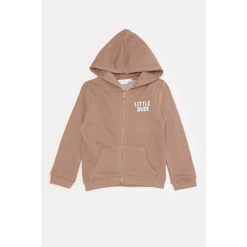 Infant Boys Beige Hooded Sweatshirt