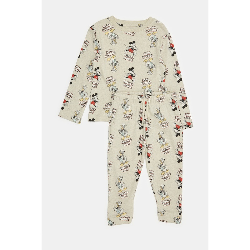 Infant Boys Beige Printed Mickey Mouse Pyjama Set (2 Piece)