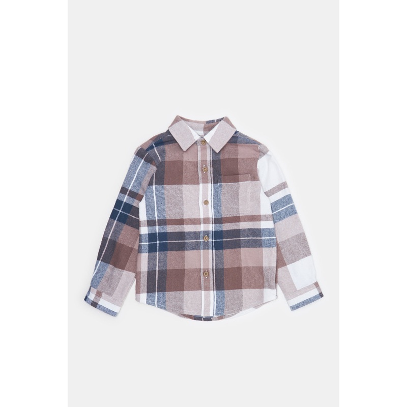 Infant Boys Brown Checkered Shirt