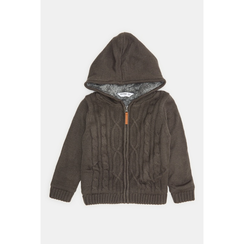 Infant Boys Charcoal Hooded Zip-Through Cardigan
